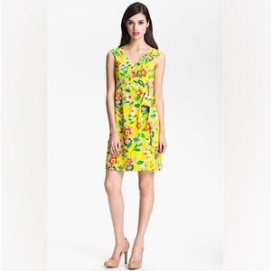 Kate Spade New York Cathleen Print Yellow Silk Wrap Dress In Color Full Bloom 6